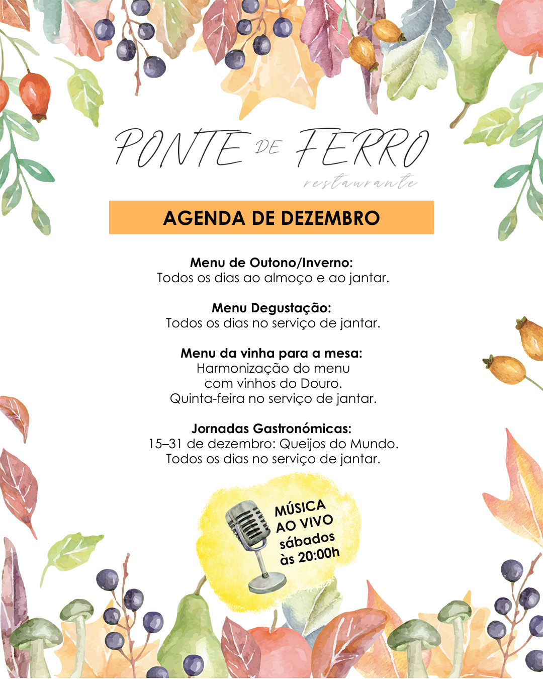 Restaurante Ponte de Ferro Agenda