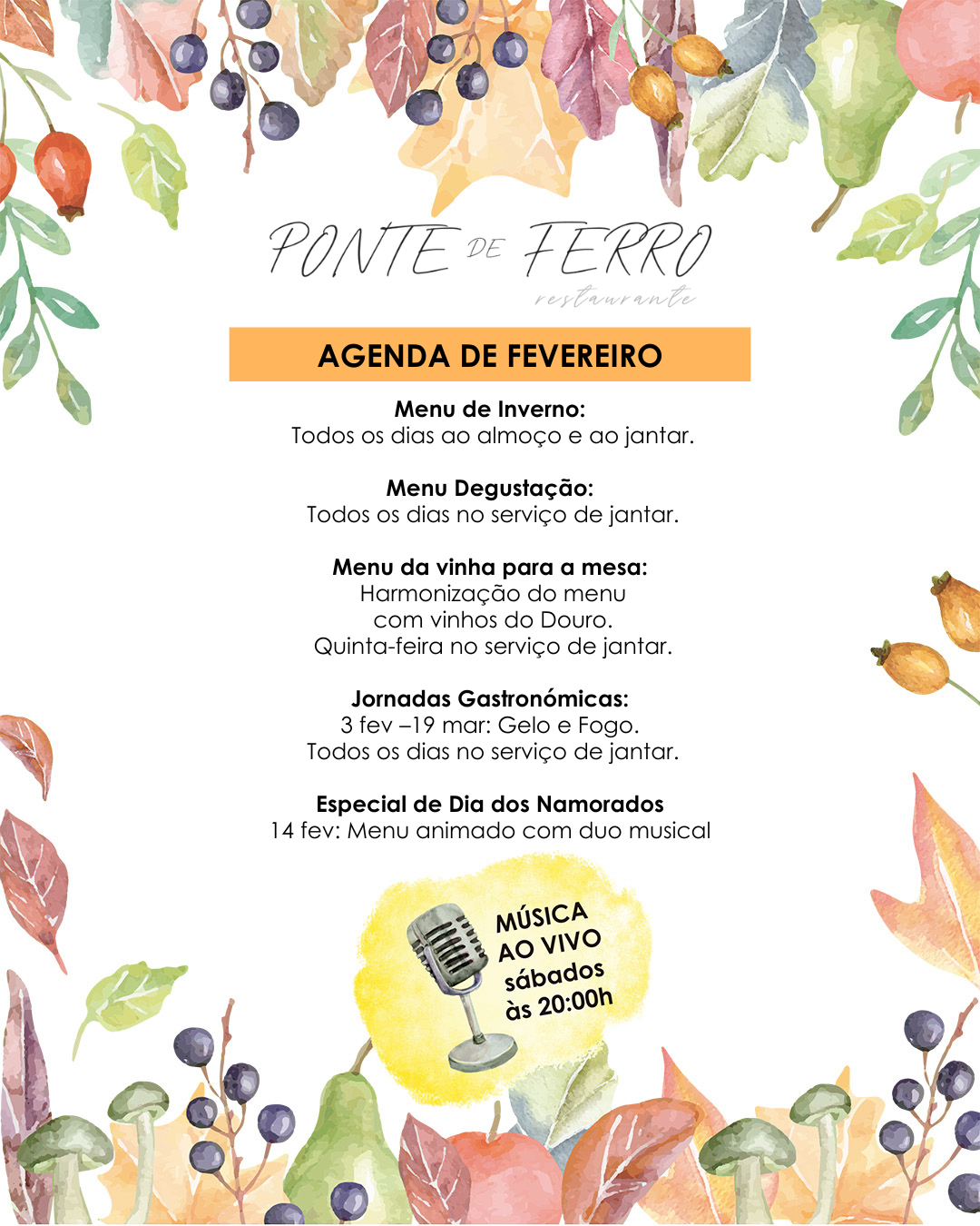 Restaurante Ponte de Ferro Agenda