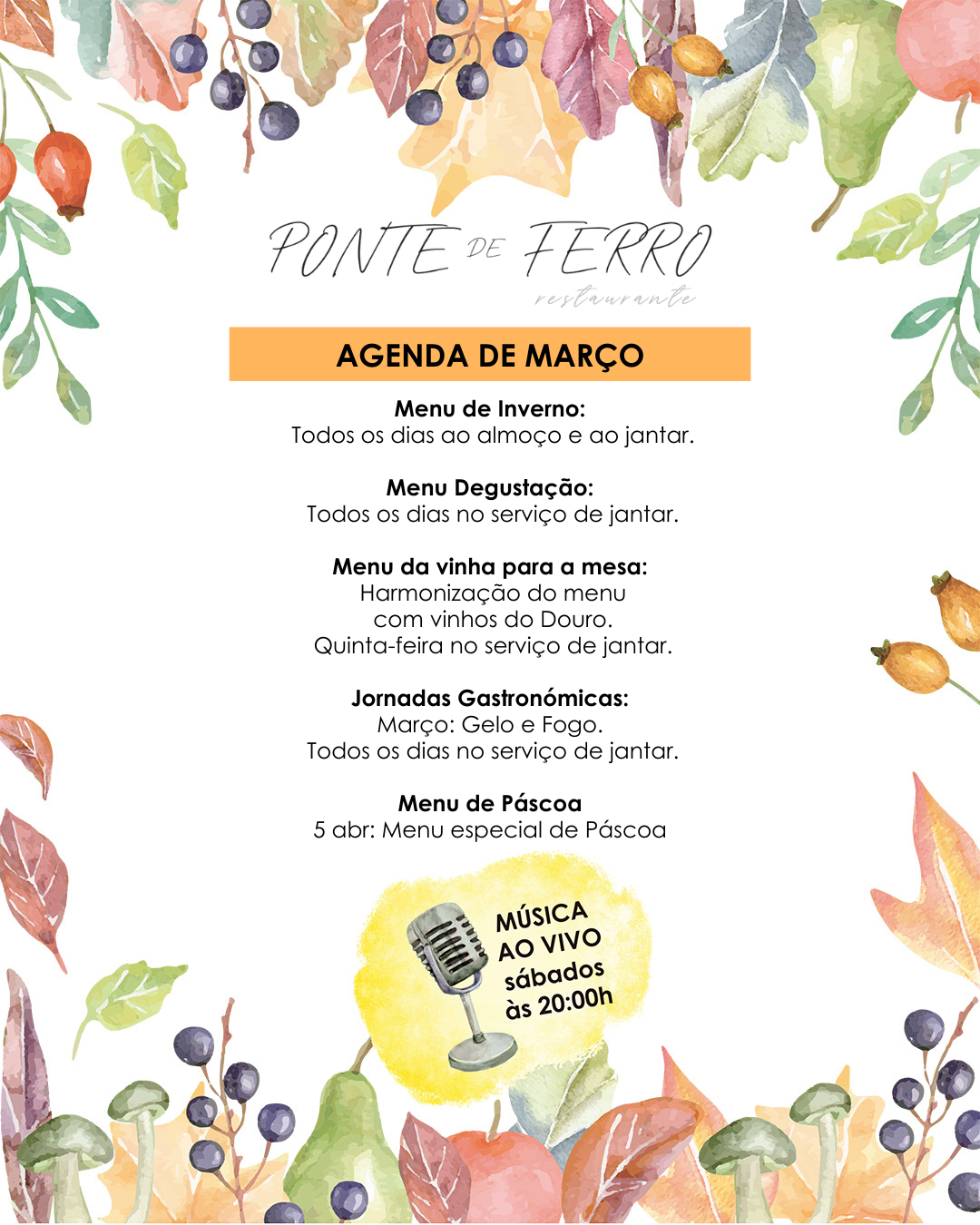 Restaurante Ponte de Ferro Agenda