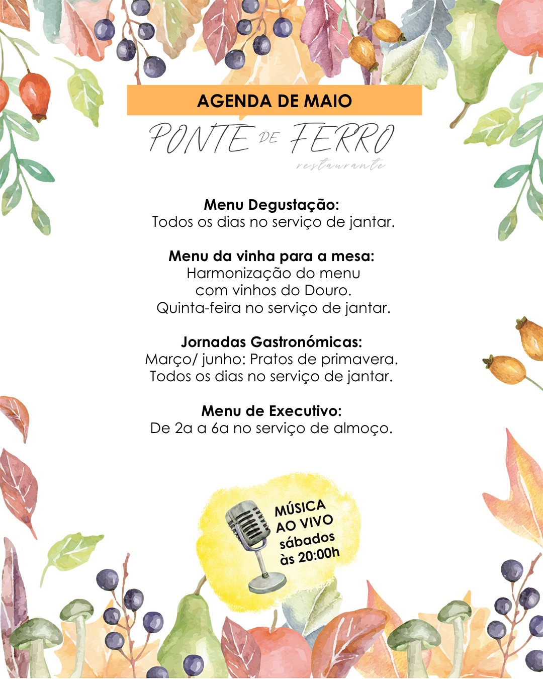 Restaurante Ponte de Ferro Agenda